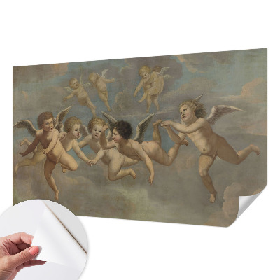 Peel and stick wall mural featuring angelic figures