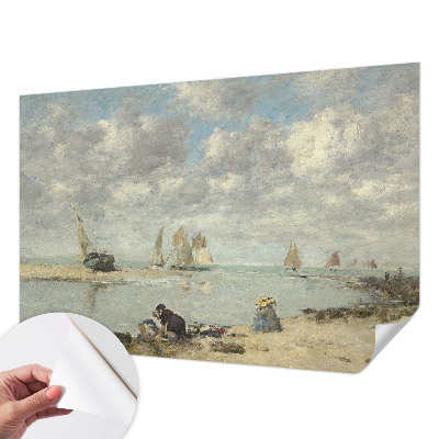 Self-adhesive wall mural with a seascape motif