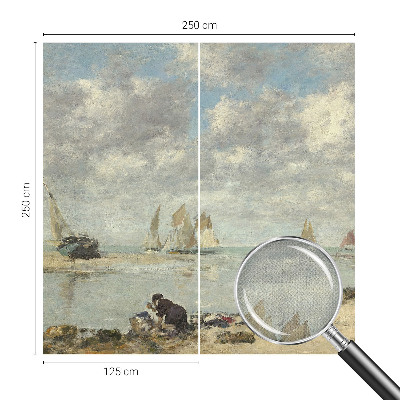 Self-adhesive wall mural with a seascape motif
