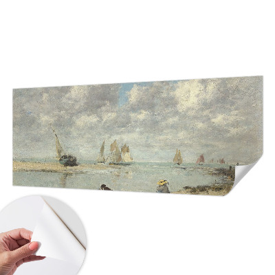 Self-adhesive wall mural with a seascape motif