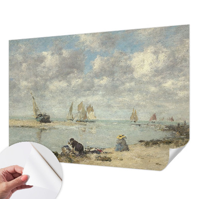 Self-adhesive wall mural with a seascape motif