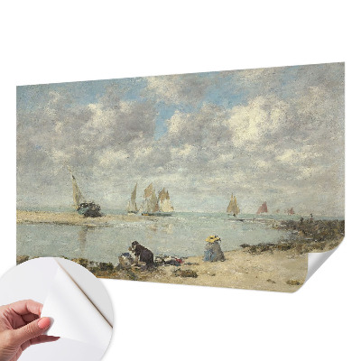 Self-adhesive wall mural with a seascape motif