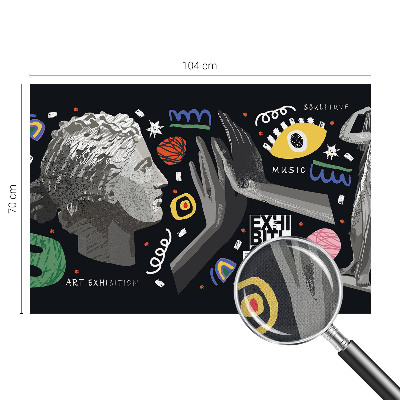 Peel and stick wallpaper mural with a colorful exhibition design