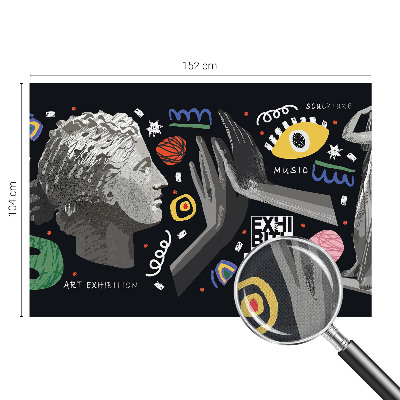 Peel and stick wallpaper mural with a colorful exhibition design