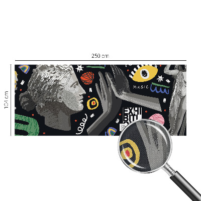 Peel and stick wallpaper mural with a colorful exhibition design