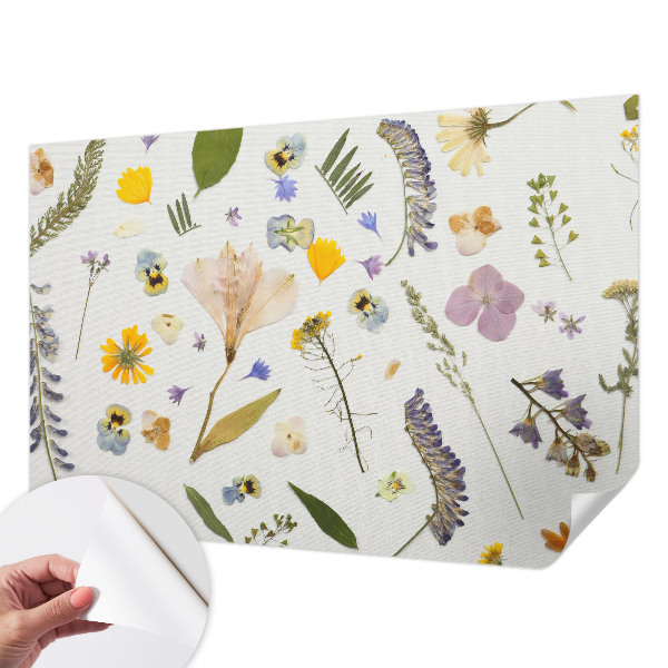 Stick-on wall mural with spring flowers