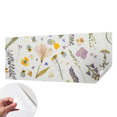 Stick-on wall mural with spring flowers