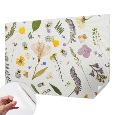 Stick-on wall mural with spring flowers