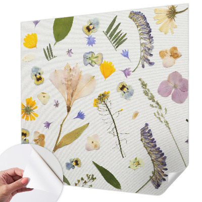 Stick-on wall mural with spring flowers