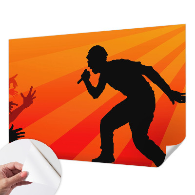 Removable wall mural with a rhythmic scene design
