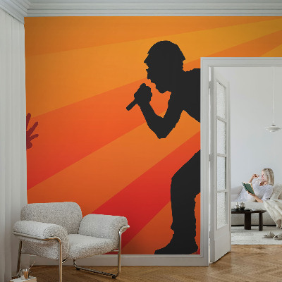 Removable wall mural with a rhythmic scene design