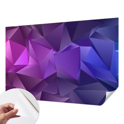 Peel and stick wall mural for living room with a purple triangle pattern