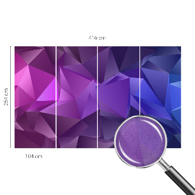 Peel and stick wall mural for living room with a purple triangle pattern