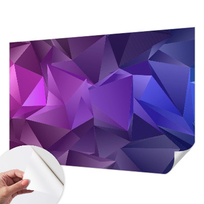 Peel and stick wall mural for living room with a purple triangle pattern
