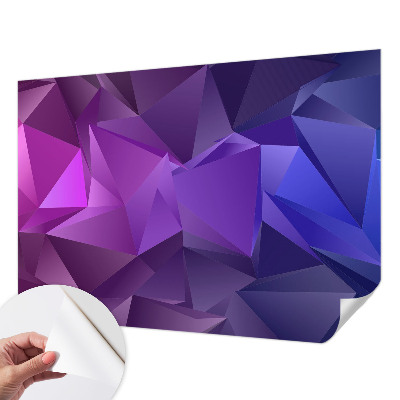 Peel and stick wall mural for living room with a purple triangle pattern