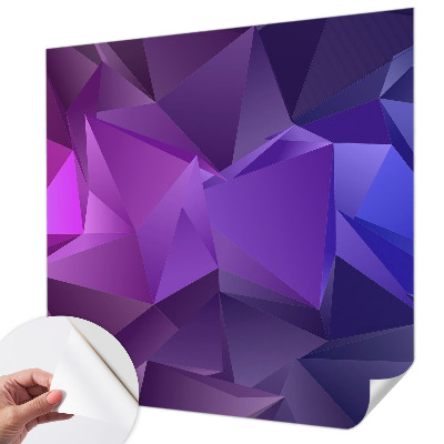 Peel and stick wall mural for living room with a purple triangle pattern