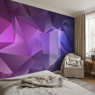 Peel and stick wall mural for living room with a purple triangle pattern