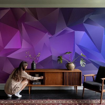 Peel and stick wall mural for living room Purple triangles
