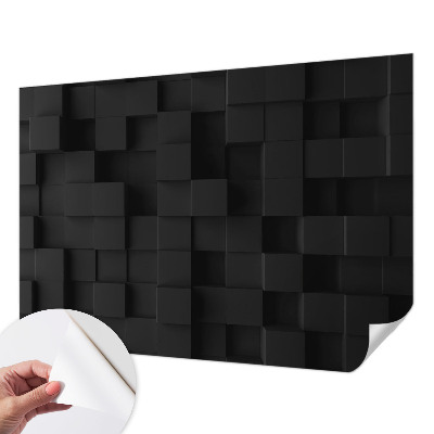 Removable wall mural wallpaper with a three-dimensional cubes design