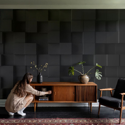 Removable wall mural wallpaper with a three-dimensional cubes design