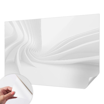 Peel and stick wall mural for bedroom with a wavy line pattern