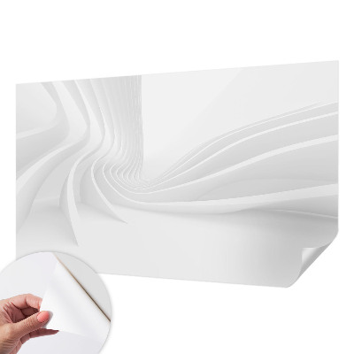 Peel and stick wall mural for bedroom with a wavy line pattern