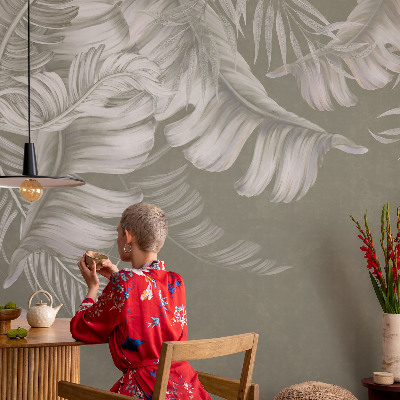 3D wall mural with a delicate leaves design