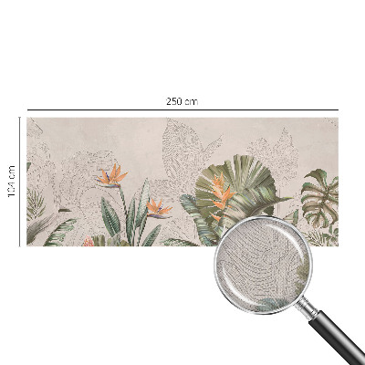 Children's wall mural with a tropical flower pattern