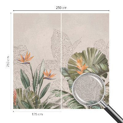 Children's wall mural with a tropical flower pattern