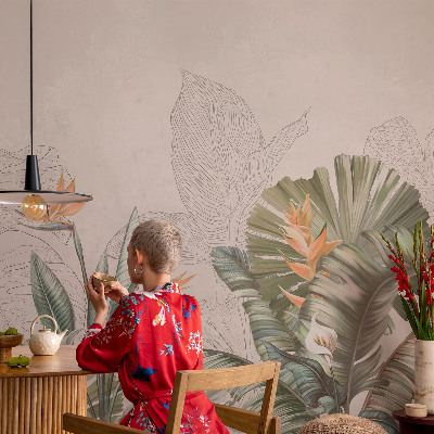 Children's wall mural Tropical flowers