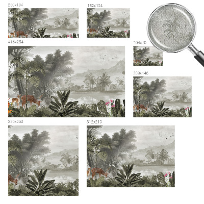 Peel and stick wall mural with a tropical oasis design