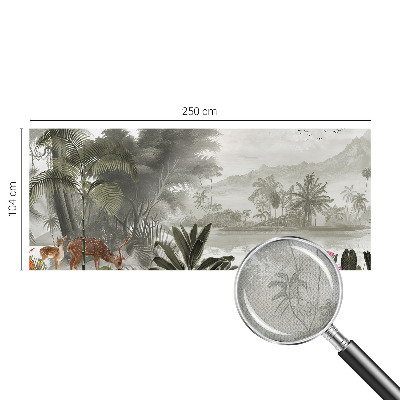 Peel and stick wall mural with a tropical oasis design