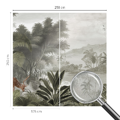 Peel and stick wall mural with a tropical oasis design
