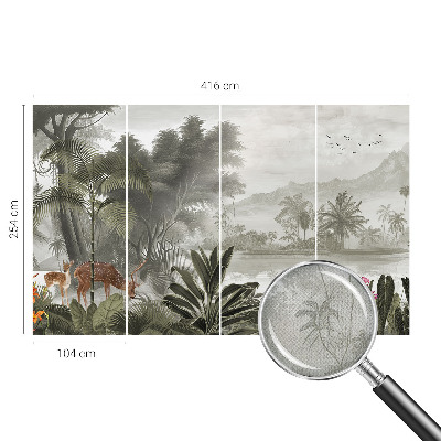 Peel and stick wall mural with a tropical oasis design