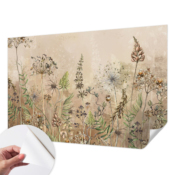 Peel and stick wallpaper mural Rustic flowers