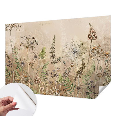 Peel and stick wallpaper mural with a rustic floral design