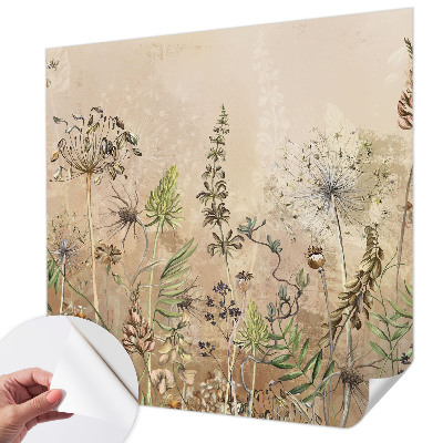 Peel and stick wallpaper mural with a rustic floral design