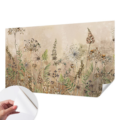 Peel and stick wallpaper mural with a rustic floral design