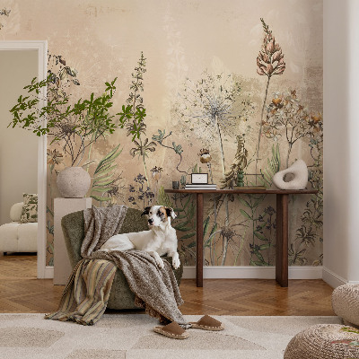 Peel and stick wallpaper mural with a rustic floral design