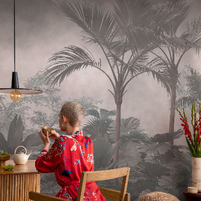 Self-adhesive wall mural with an exotic nature motif