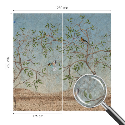 Self-adhesive photo wallpaper with a birds-in-trees design