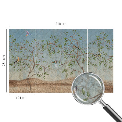 Self-adhesive photo wallpaper with a birds-in-trees design