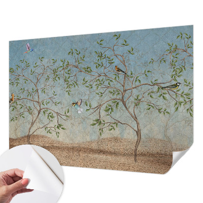 Self-adhesive photo wallpaper with a birds-in-trees design