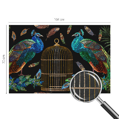 Peel and stick wallpaper mural with a peacock image