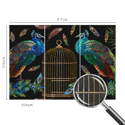 Peel and stick wallpaper mural with a peacock image