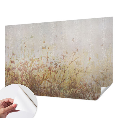 Self-adhesive wall mural with a meadow harmony design