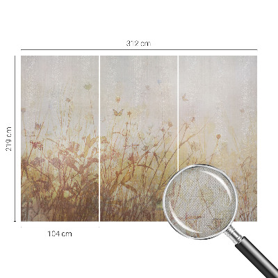 Self-adhesive wall mural with a meadow harmony design