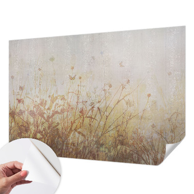 Self-adhesive wall mural with a meadow harmony design