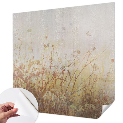 Self-adhesive wall mural with a meadow harmony design