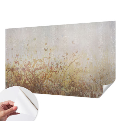 Self-adhesive wall mural with a meadow harmony design